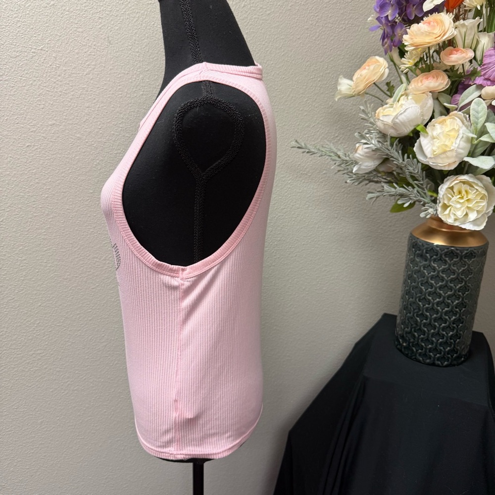 Juicy Couture Pink Rhinestone Tank L | Ribbed Sleepwear Lounge Cami Top - Picture 2 of 8